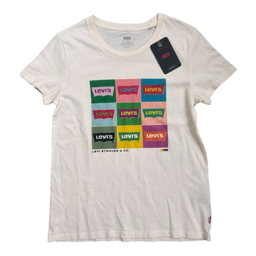 Levi's graphic Logo Tee in Cream sz XS nwt, 017